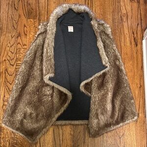 Faux Fur Open Front vest in Brown - REVERSIBLE!